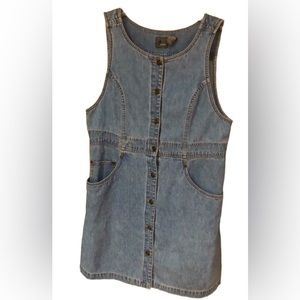 90’s button down denim dress sleeveless size medium Y2K